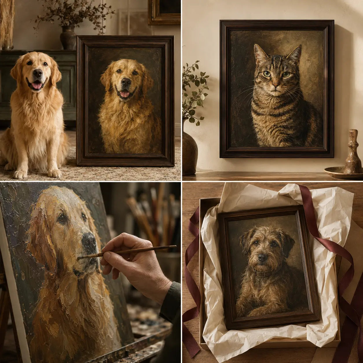 Hand-painted pet oil portrait